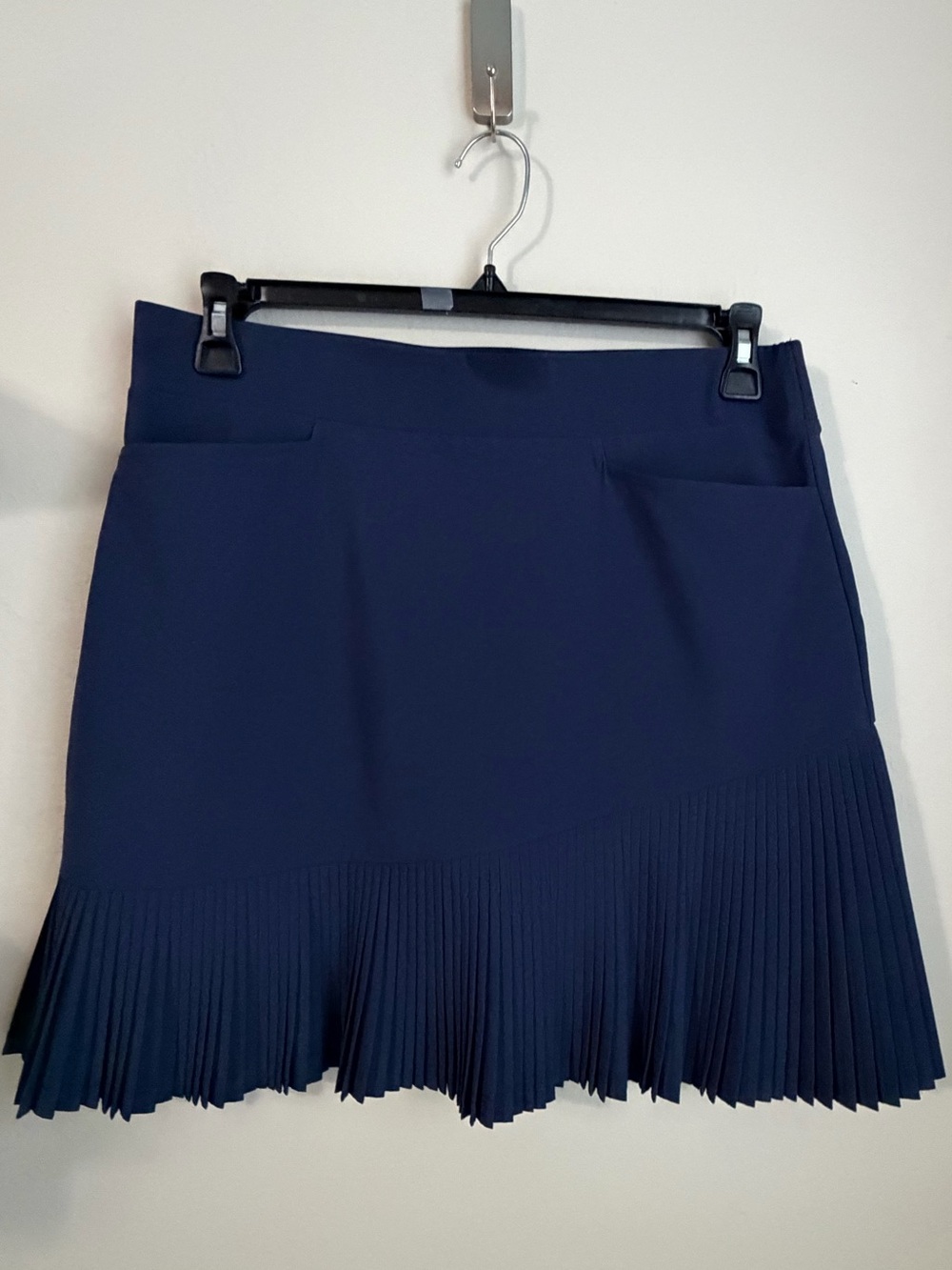 Chico's Dark Navy Pleated-Hem Mini Skirt
